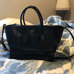 *SOLD*Prada Glace Calf Twin Pocket Tote Nero Black